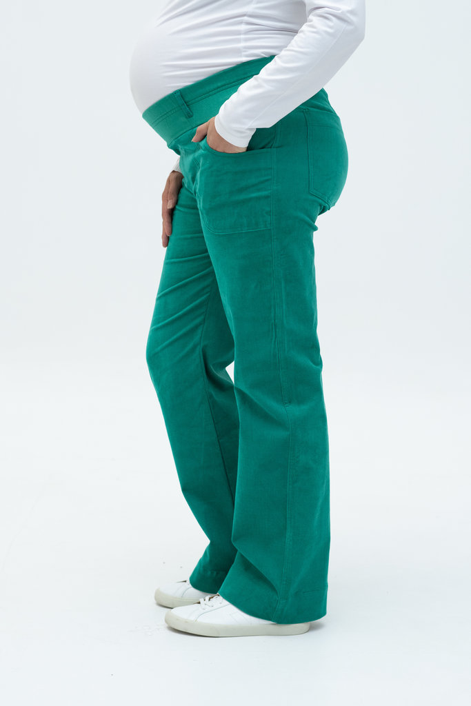 Fragile  Fine rib maternity trousers in ultra marine green