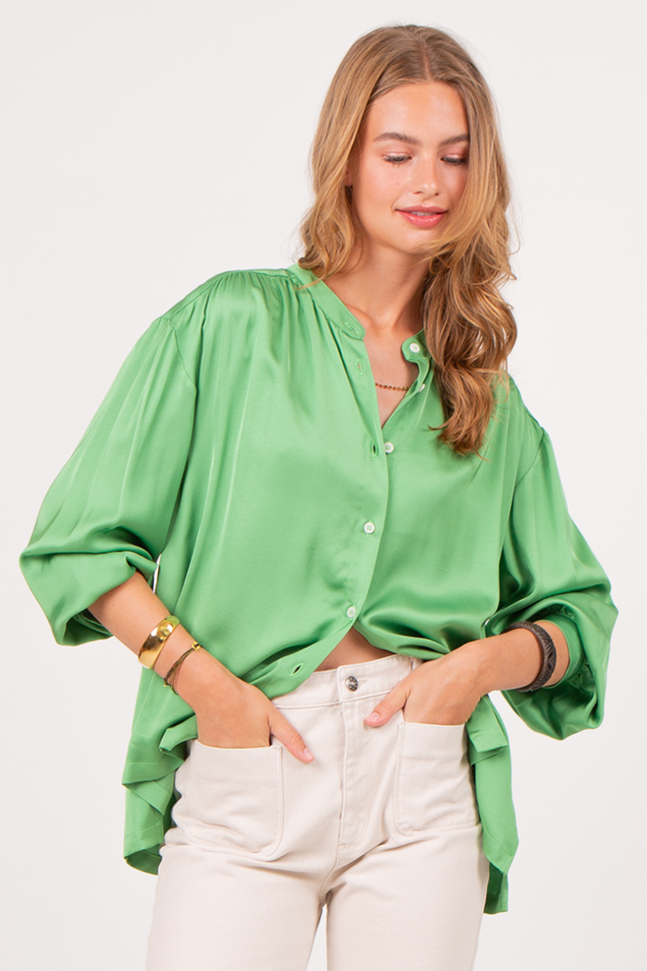 Brahir groene blouse - Vleeschouwer