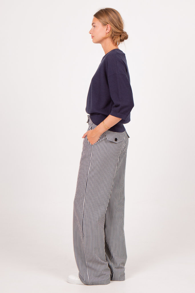 Nathalie Vleeschouwer women Annie navy striped trousers