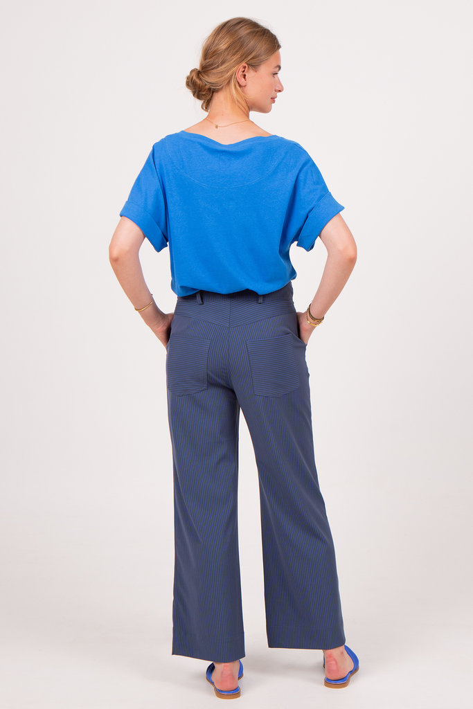 Nathalie Vleeschouwer women Babs true blue striped trousers