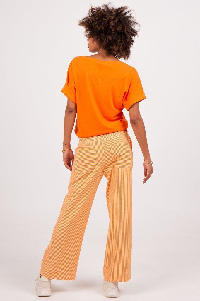Nathalie Vleeschouwer women Babs orange striped trousers
