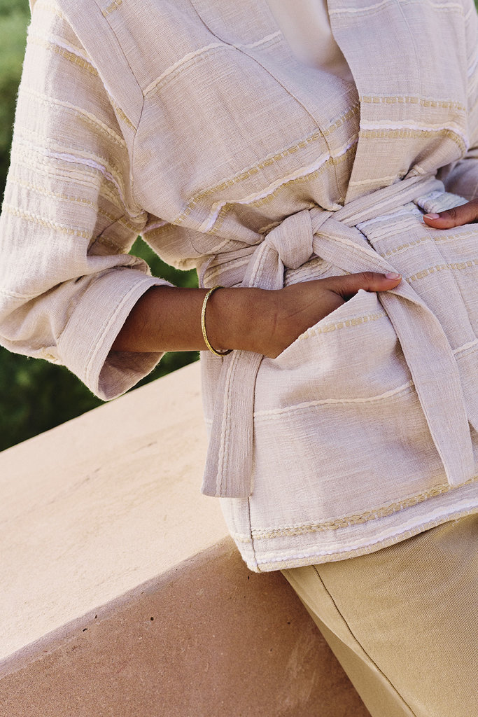 Nathalie Vleeschouwer women Brigida kimono in sand artisan cotton