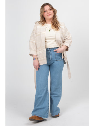 Nathalie Vleeschouwer women Brigida kimono in sand artisan cotton Nathalie Vleeschouwer women Brigida kimono in sand artisan cotton