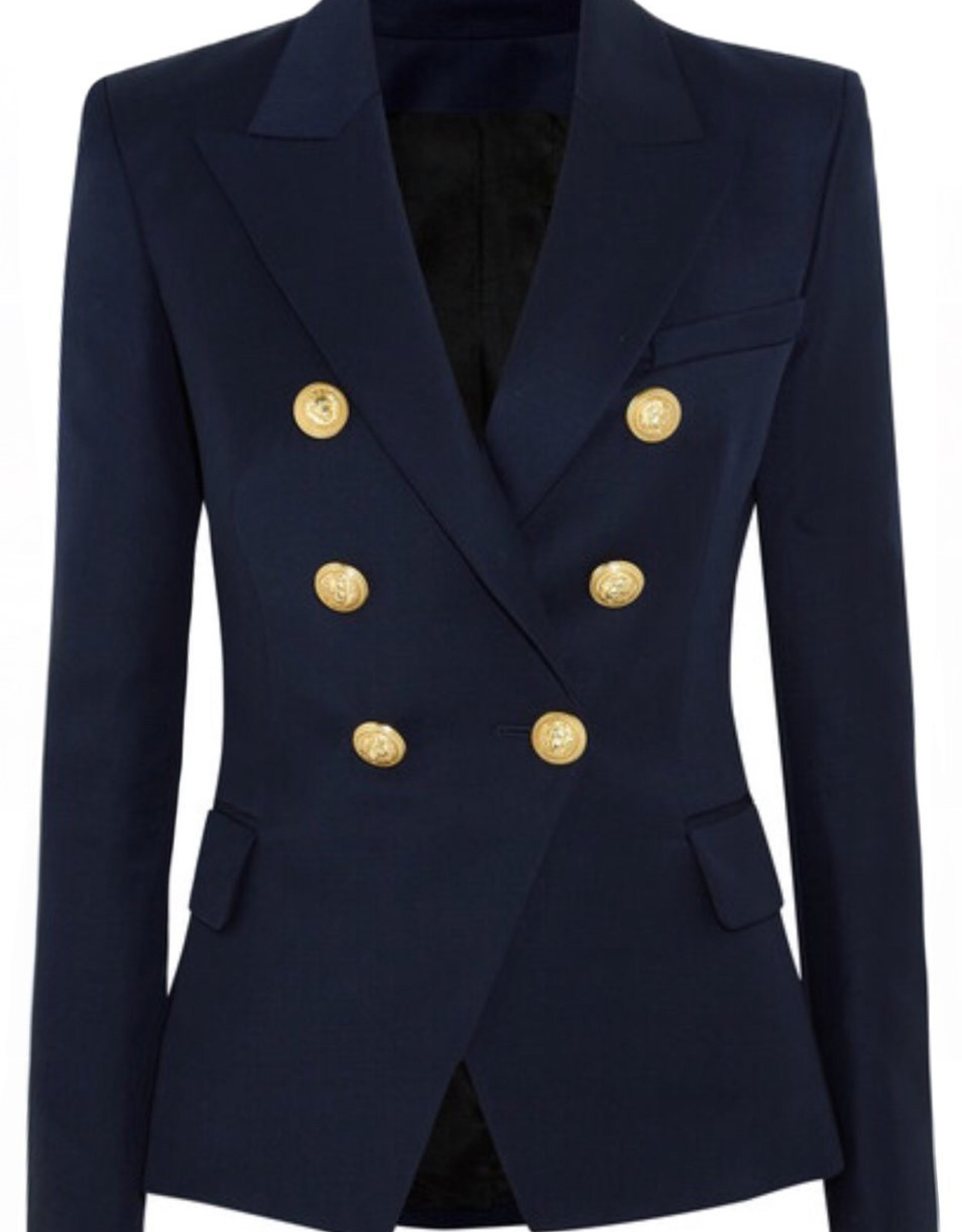 Luscious The Label | Dark Blue Double-Breasted Gold Button Blazer ...