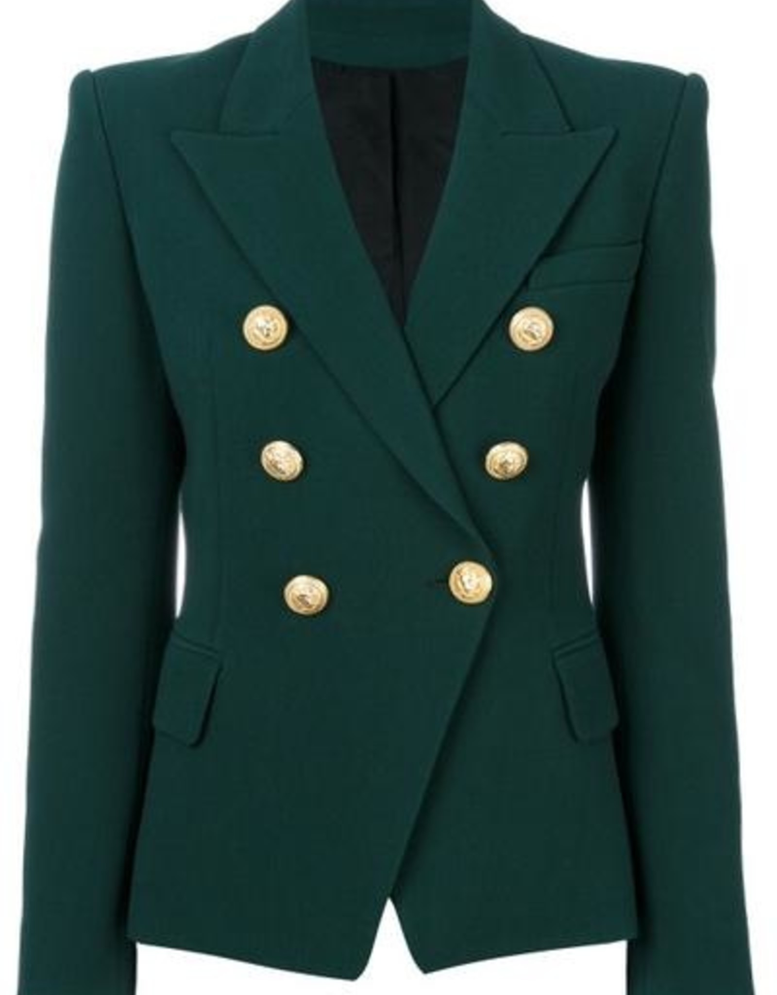 Luscious The Label | Dark Green Double-Breasted Gold Button Blazer ...