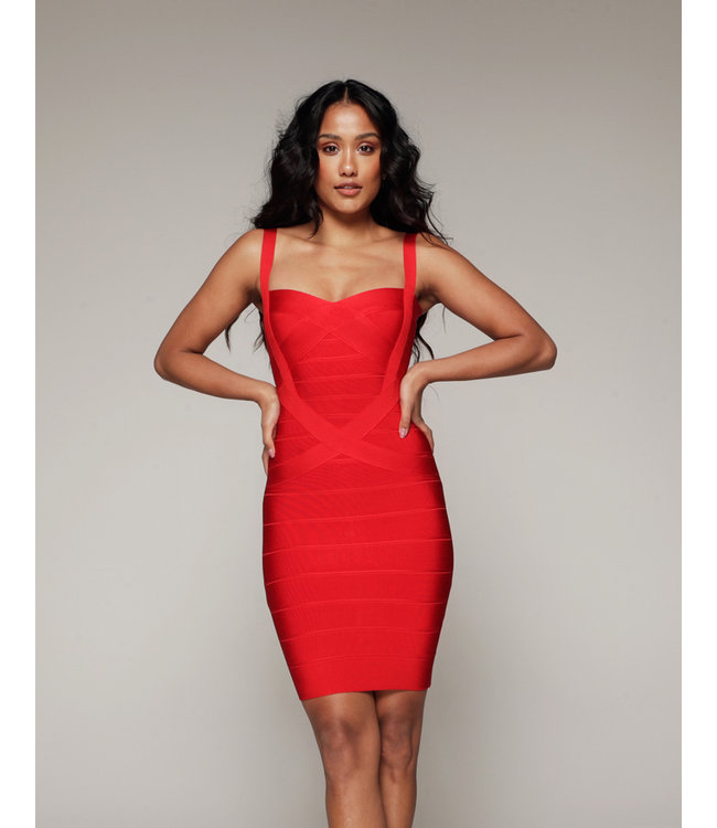 red mini bandage dress