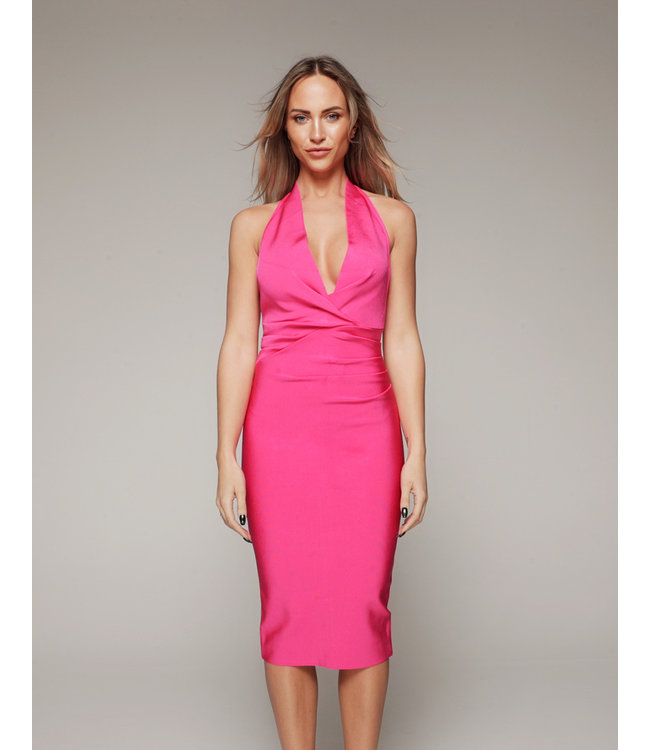 pink midi bandage dress