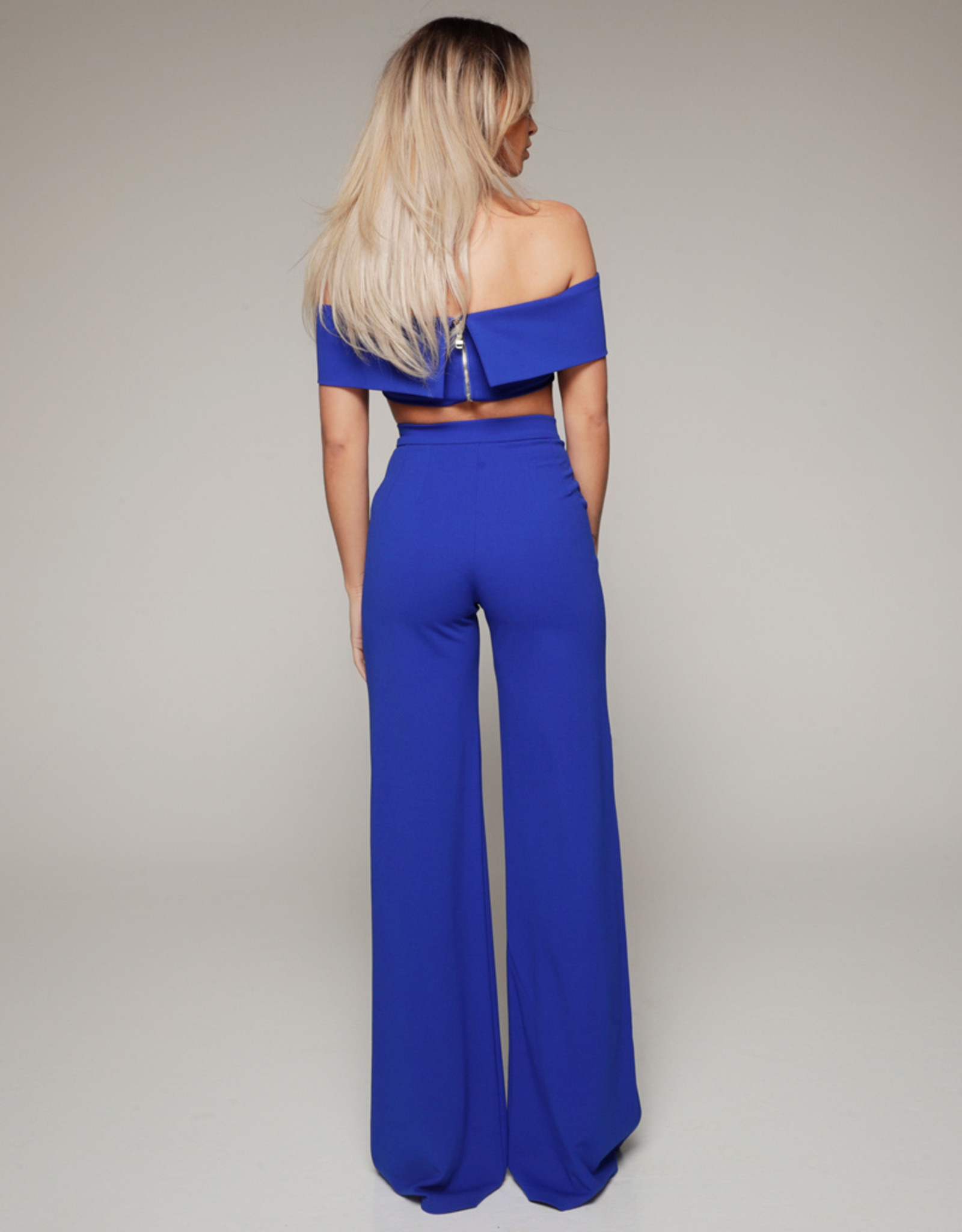 Luscious The Label Blue Two Piece Set Pants And Off Shoulder Top Luscious The Label 9158