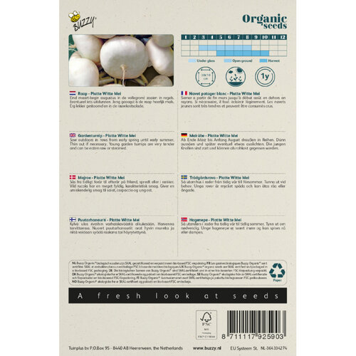 Buzzy Organic Buzzy Organic Raap Platte Witte Mei (BIO)