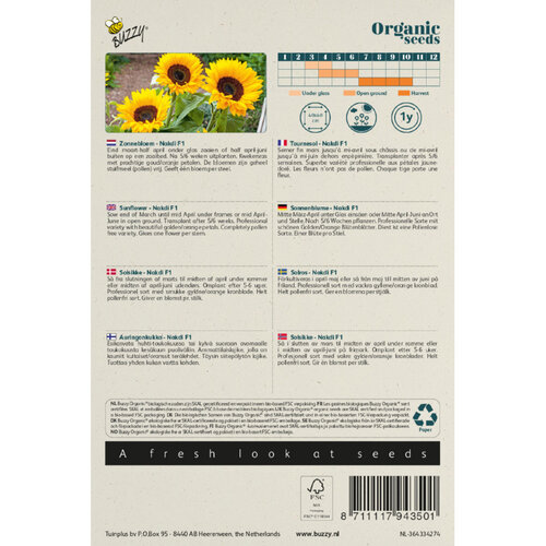 Buzzy Organic Buzzy Organic Helianthus, Zonnebloem Nakdi F1 (BIO)