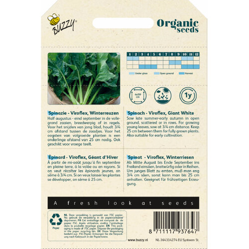 Buzzy Organic Buzzy Organic Spinazie Viroflex, Winterreuzen 50g (BIO)