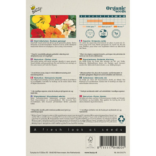 Buzzy Organic Buzzy Organic Tropaeolum, Oost-Indische kers enkelbl (BIO)