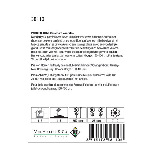 Van Hemert & Co Zaden Passiebloem - Passiflora caerulea Van Hemert & Co Zaden Passiebloem - Passiflora caerulea
