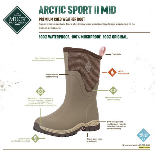 Muckboot Muckboot - Arctic Sport II Mid Taupe/Chocolate - Dames