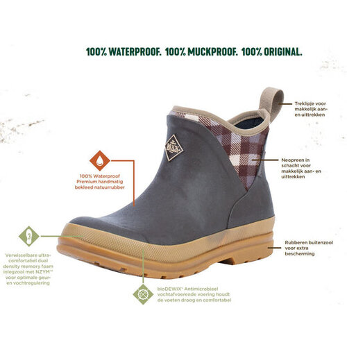 Muckboot Muckboot - Pull On Ankle Brown/Plaid - Dames