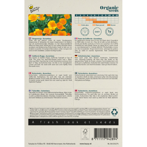 Buzzy Organic Slaapmutsje - Eschscholzia Californica - Buzzy Organic (BIO)
