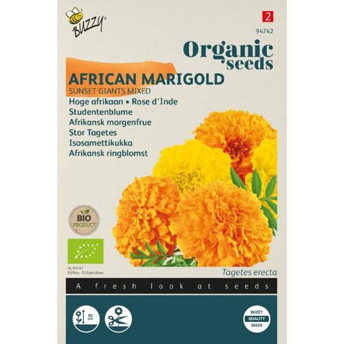 Buzzy Organic Hoge Afrikaan - Tageter Erecta Sunsets Giant Gemengd - Buzzy Organic (BIO)