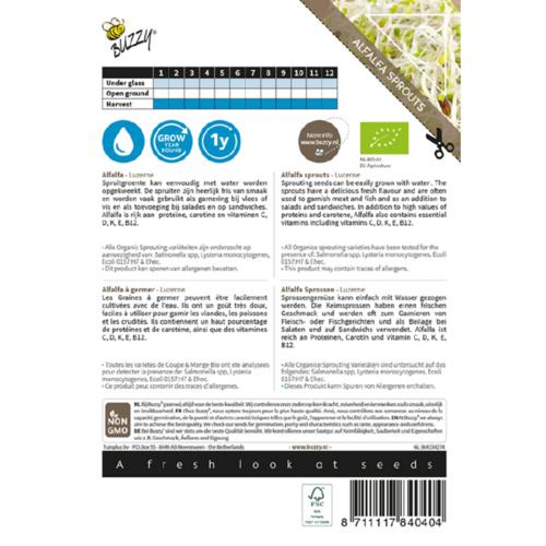 Buzzy Organic Alfalfa - Organic Sprouting