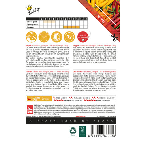 Buzzy Organic Rawit Mix - Geel / Rood / Oranje - Peper - Culinary Peppers