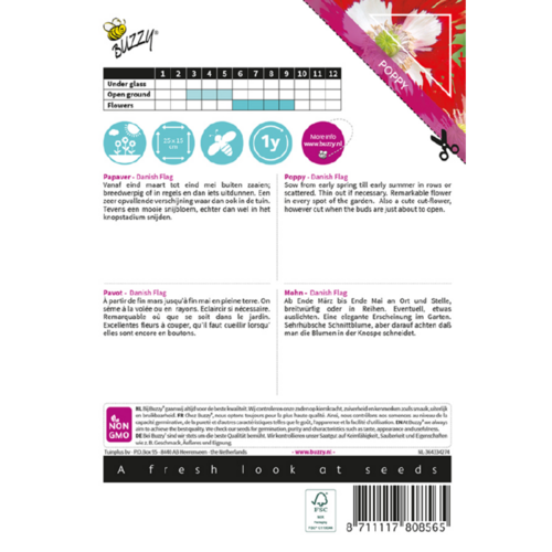 Buzzy Organic Papaver Deense Vlag - Poppy Flowers - Papavers