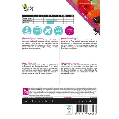 Buzzy Organic Orientaalse Papaver - Poppy Flowers - Papavers