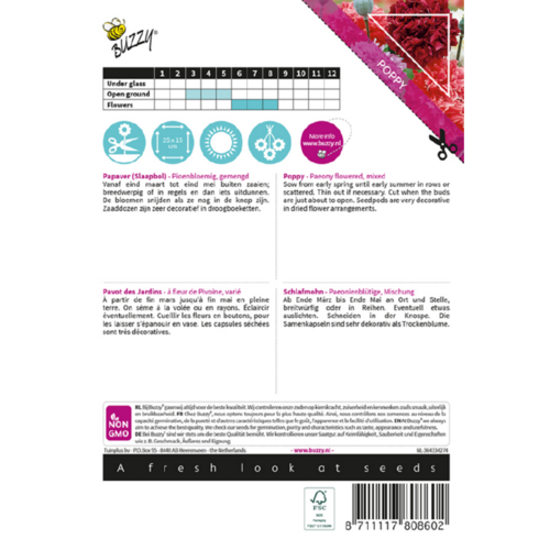 Buzzy Organic Pioenbloemige Papaver - Poppy Flowers - Papavers
