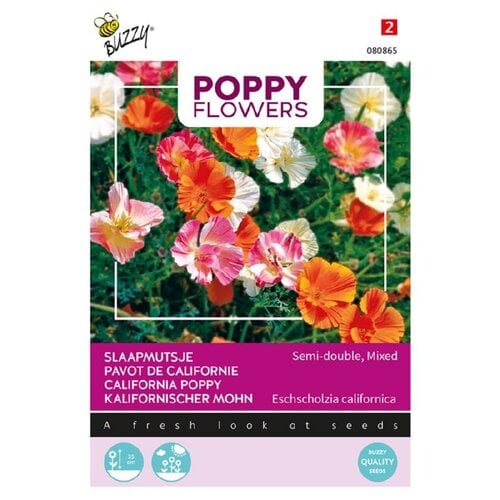 Buzzy Organic Slaapmutsjes Dubbelbloemig - Poppy Flowers