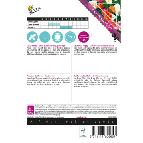 Buzzy Organic Slaapmutsjes Dubbelbloemig - Poppy Flowers - Papavers