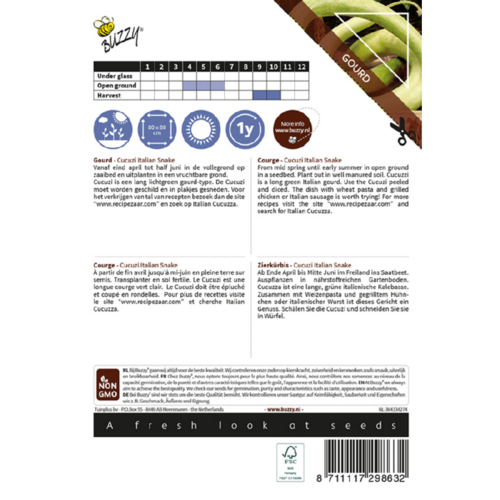 Buzzy Organic Cucuzi / Italian Snake - Ornamental - Pompoenen & Kalebassen