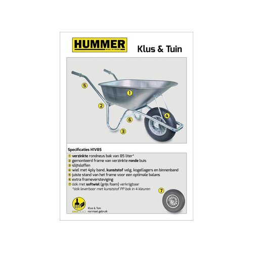 Hummer Tuinkruiwagen 85L. Verzinkt - Hummer Hummer Tuinkruiwagen 85L. Verzinkt - Hummer