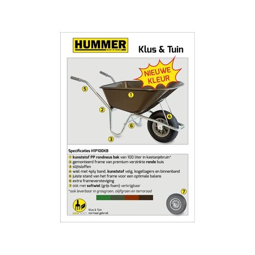 Hummer Tuinkruiwagen 100L. - Kastanjebruin - Hummer Hummer Tuinkruiwagen 100L. - Kastanjebruin - Hummer