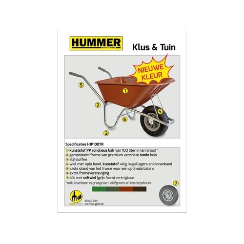 Hummer Tuinkruiwagen 100L. - Terrarood - Hummer Hummer Tuinkruiwagen 100L. - Terrarood - Hummer