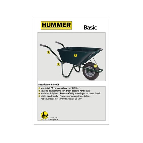 Hummer Tuinkruiwagen Basic PP 100L. - Hummer Hummer Tuinkruiwagen Basic PP 100L. - Hummer