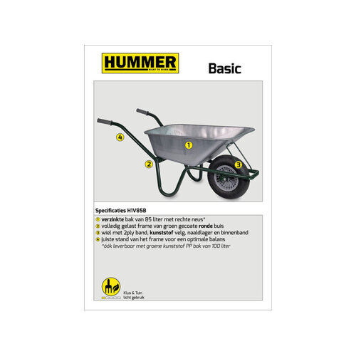 Hummer Tuinkruiwagen Basic Verzinkt 85L. - Hummer Hummer Tuinkruiwagen Basic Verzinkt 85L. - Hummer