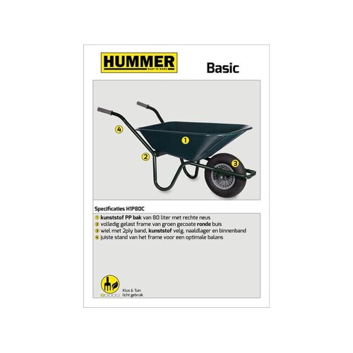 Hummer Tuinkruiwagen Basic PP 80L. - Hummer Hummer Tuinkruiwagen Basic PP 80L. - Hummer