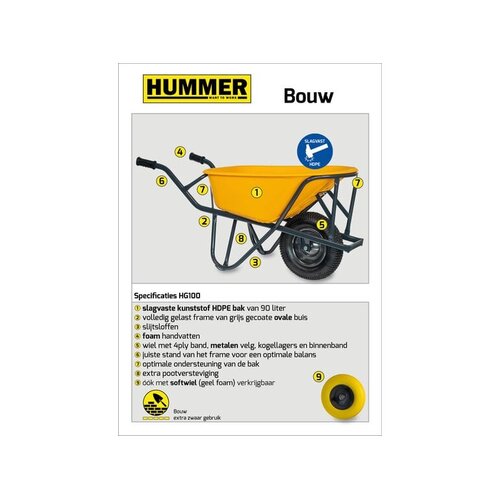 Hummer Stratenmakers kruiwagen 90L. - HUMMER Hummer Stratenmakers kruiwagen 90L. - HUMMER