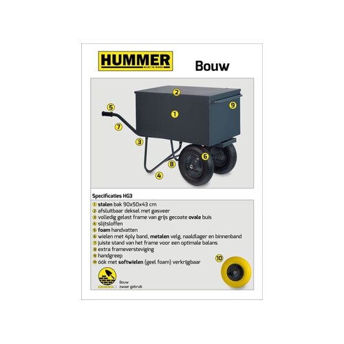 Hummer Gereedschap Kruiwagen Sotwiel - 2 wiel - HUMMER Hummer Gereedschap Kruiwagen Sotwiel - 2 wiel - HUMMER