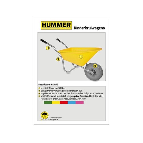 Hummer Kinderkruiwagen Geel 35L. - HUMMER Hummer Kinderkruiwagen Geel 35L. - HUMMER