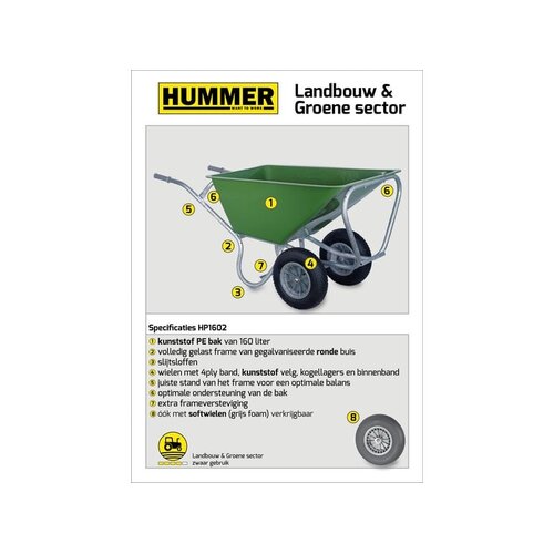 Hummer Stalkruiwagen 160L. - 2 wiel - HUMMER Hummer Stalkruiwagen 160L. - 2 wiel - HUMMER