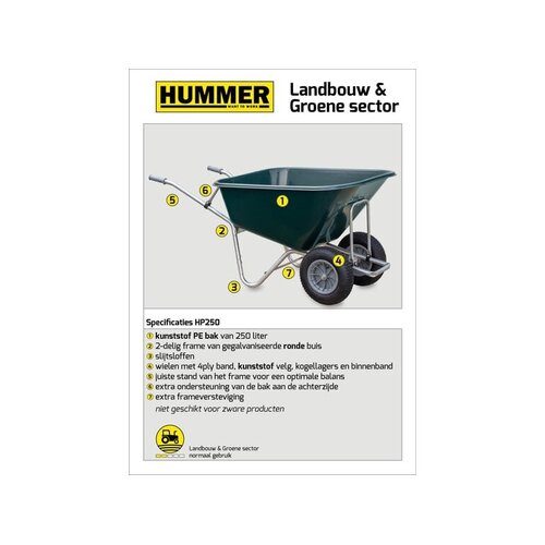 De Landwinkel Volume kruiwagen 250L. - HUMMER De Landwinkel Volume kruiwagen 250L. - HUMMER