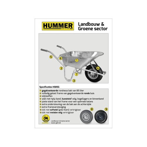 Hummer Kruiwagen Gegalvaniseerd 85L. - HUMMER Hummer Kruiwagen Gegalvaniseerd 85L. - HUMMER