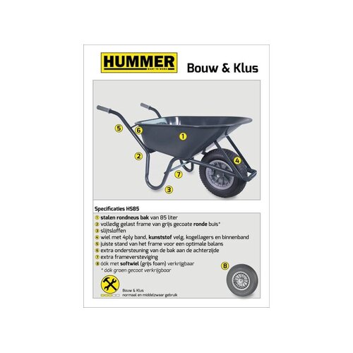 Hummer Bouwkruiwagen Softwiel 85L. - HUMMER Hummer Bouwkruiwagen Softwiel 85L. - HUMMER