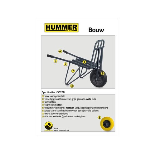 Hummer Steenkruiwagen 60 Steens Softwiel - HUMMER