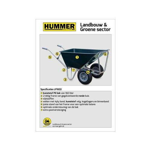 Hummer Stalkruiwagen 160L. - 2 Wiel - HUMMER Hummer Stalkruiwagen 160L. - 2 Wiel - HUMMER