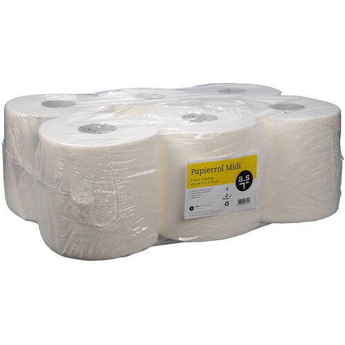 A.S A.S. Papierrol Midi 2-laags | 6 Rollen van 160 Meter A.S A.S. Papierrol Midi 2-laags | 6 Rollen van 160 Meter