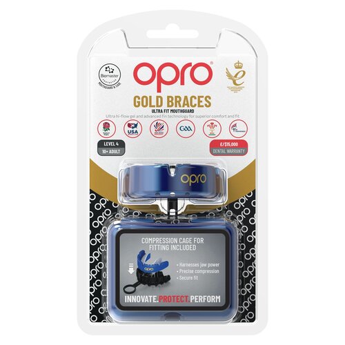 Opro Gold Ultra Fit Mouthguards Braces Blauw Wit