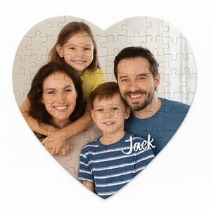 Bedrukte Puzzel met eigen foto - 75 stukjes hartvormig
