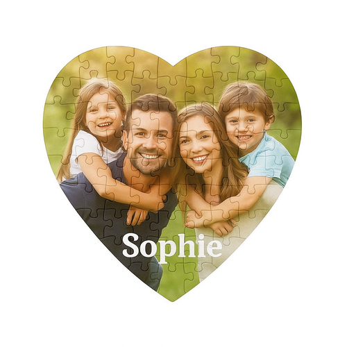 Bedrukte Puzzel met eigen foto - 75 stukjes hartvormig