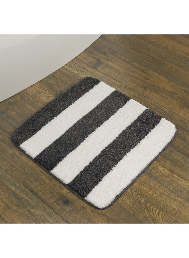 Badmat Wit Grijs - Dik Anti-Slip Microvezel - Absorberend En Wasbaar