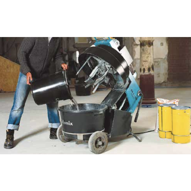 Collomix Dwangmenger XM 2 - 650, 1,1 kW, 50 Hz, 230 V, compleet met speciale mengkuip 65 liter, 1 set mengwerken 3-dlg., andafstrijker met gummi lip